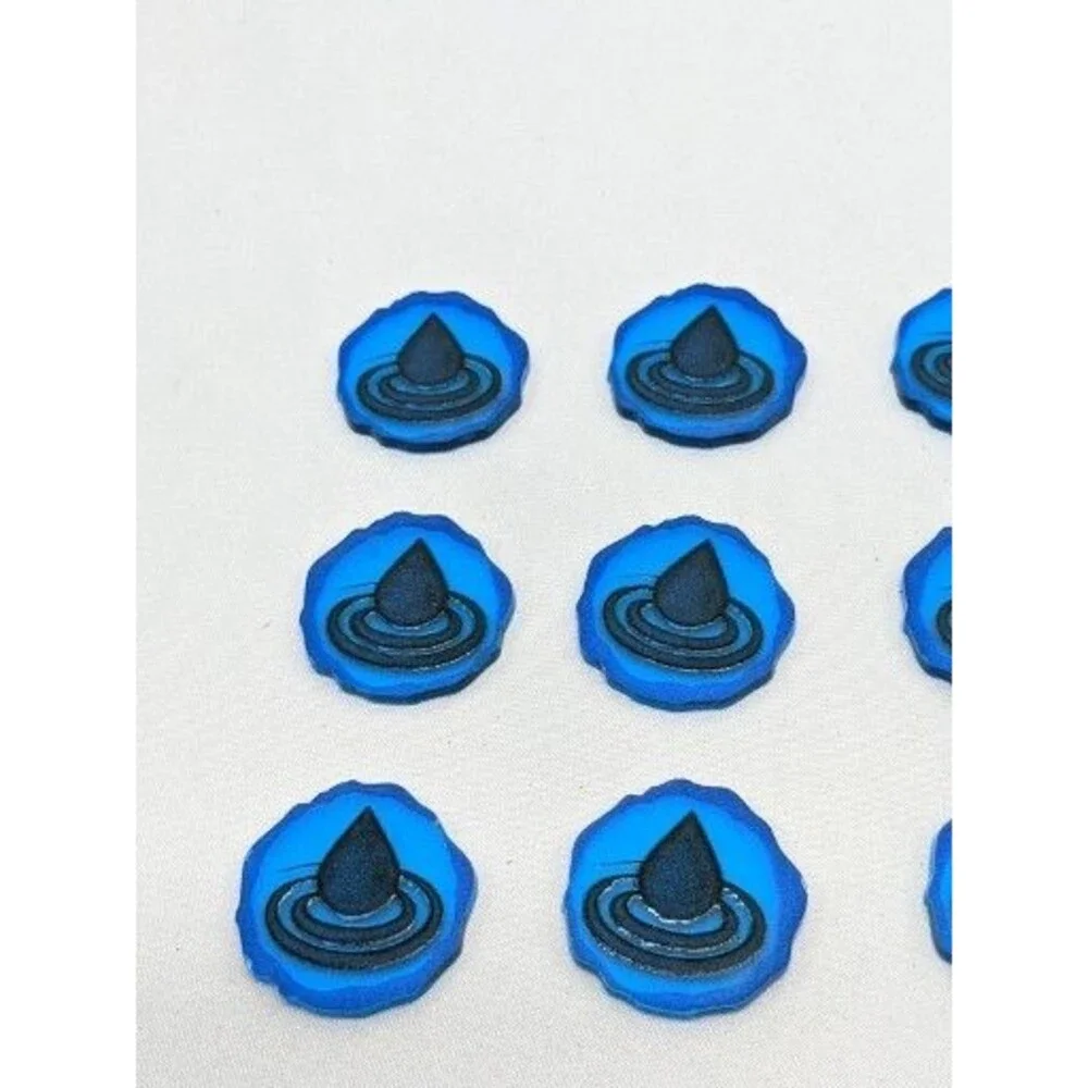 Lot Of (10) Spirit Island Acrylic Water Element Tokens